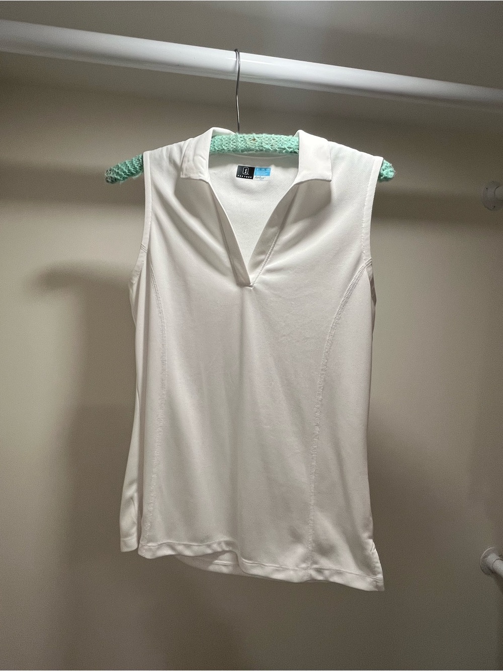 Sleeveless White Polo Tank Top